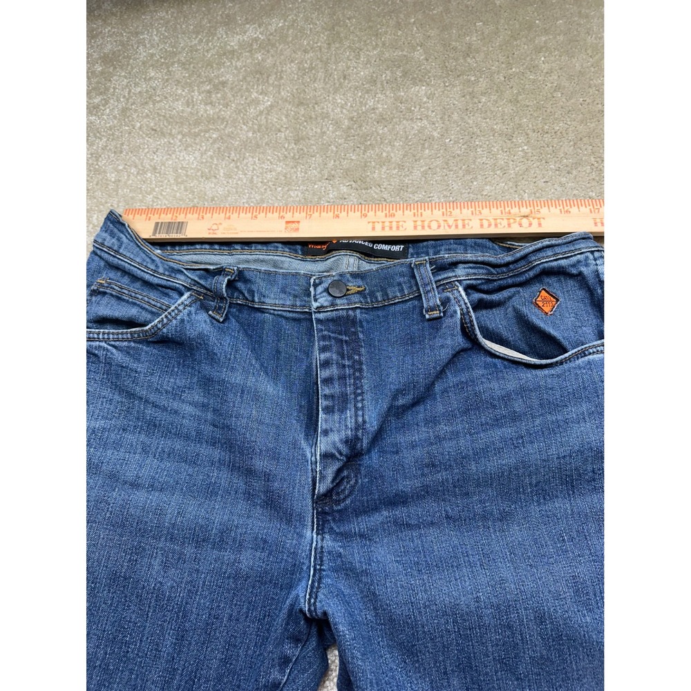 Wrangler FR Advanced Comfort Mens Jeans 35x30 Blue Relaxed Straight CAT2 2112 - Picture 4 of 11